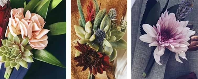 Elegant and Colorful Boutonnières by Couture Weddings by Dottie