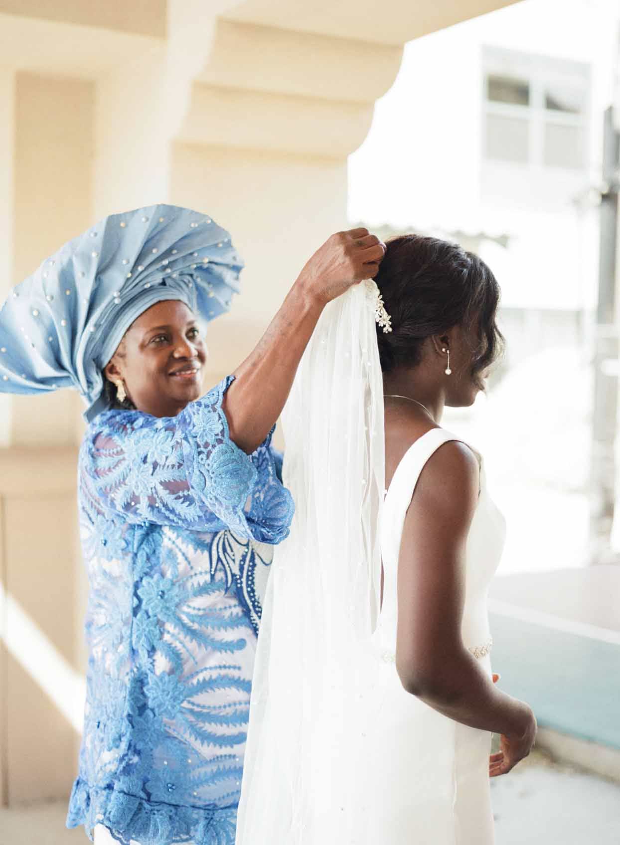 The Mother of the Bride in Cerulean Blue Nigerian Wedding Outfit