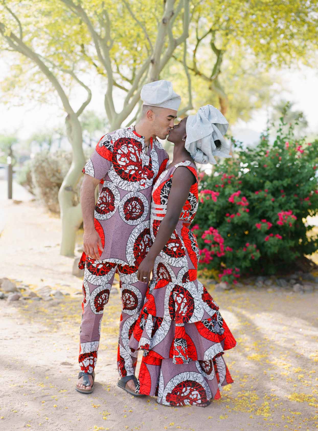 Traditional Nigerian Wedding Outfits With Bold Pattern For The Rehearsal Dinner