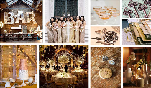 metallic wedding color trends - gold wedding decor