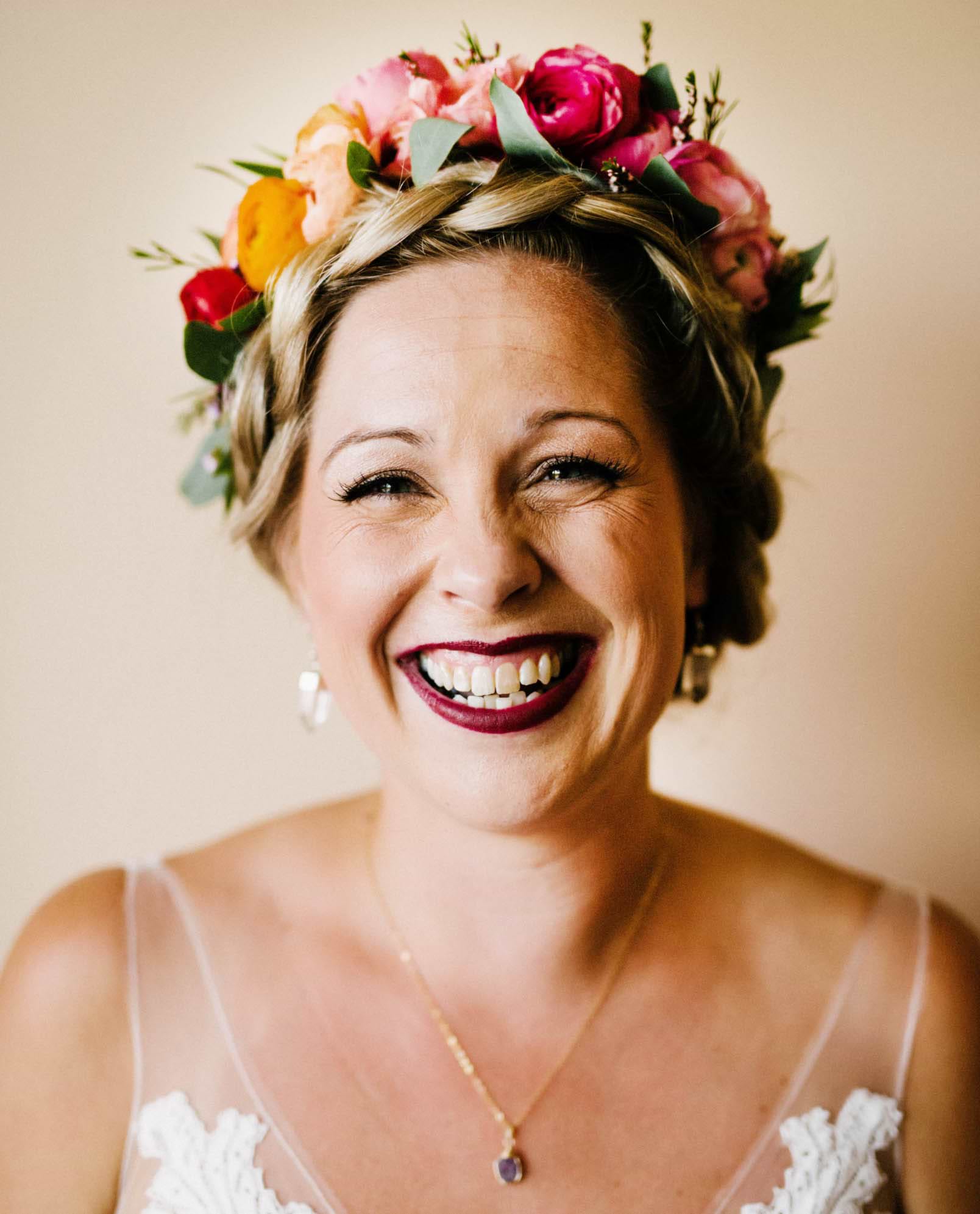 Gorgeous Bride With Colorful Flower Crown by Painted Primrose