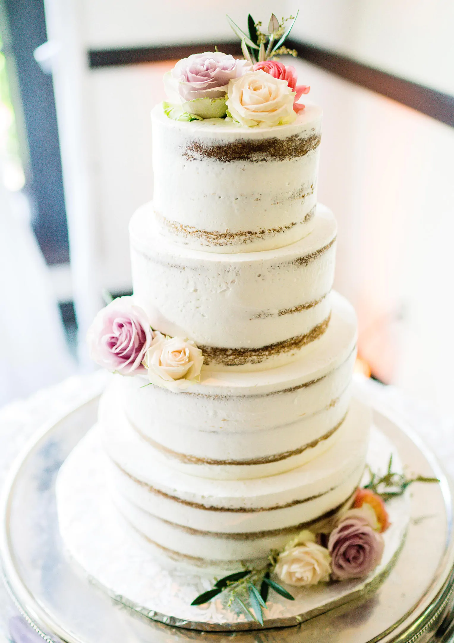 Beautiful Rustic Naked Wedding Cake by Krumbs Cakes