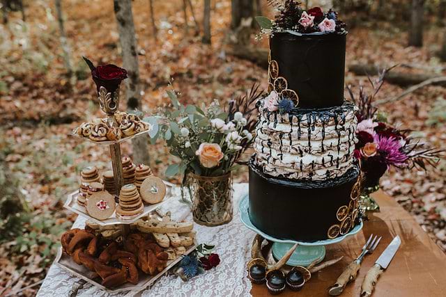 Elaborate Dessert Spread - Gothic Wedding
