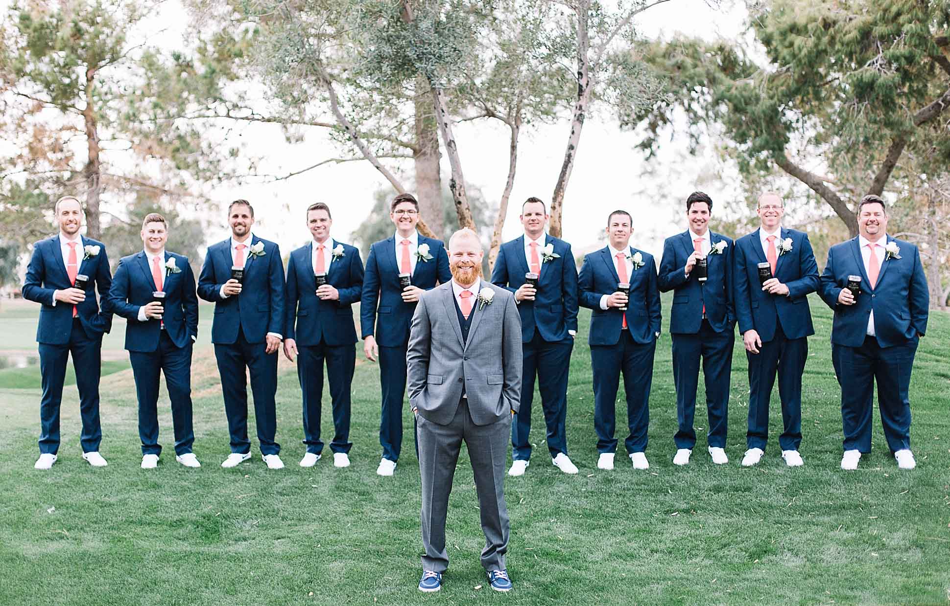 Groomsmen With Sneakers at Foggy Arizona Wedding
