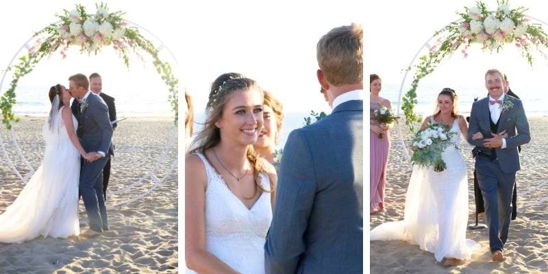 LILLIAN AND JOSH EXCHANGE VOWS AGAINST A SETTING SUN WITH THE PACIFIC OCEAN