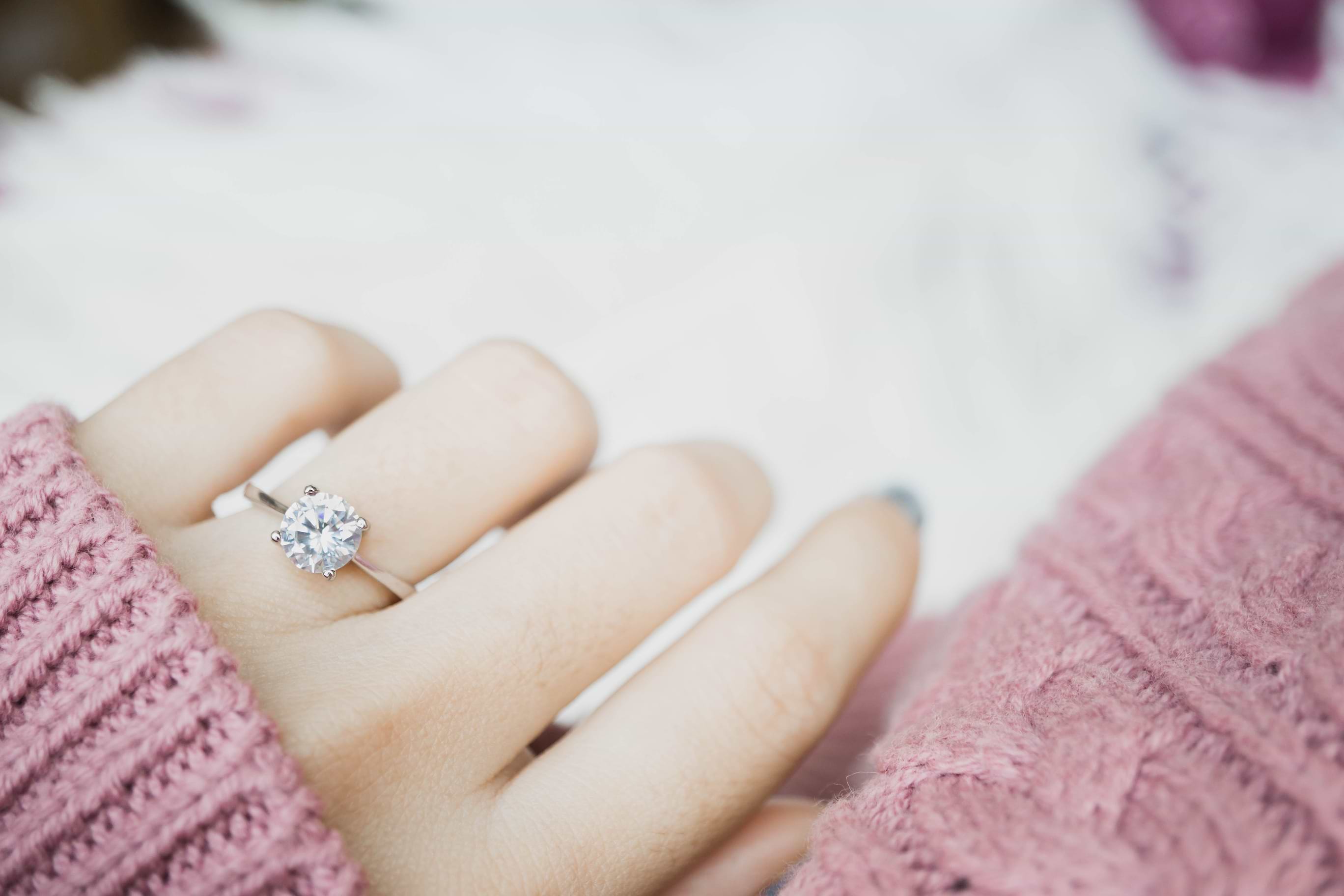 Brides hand with ring closeup