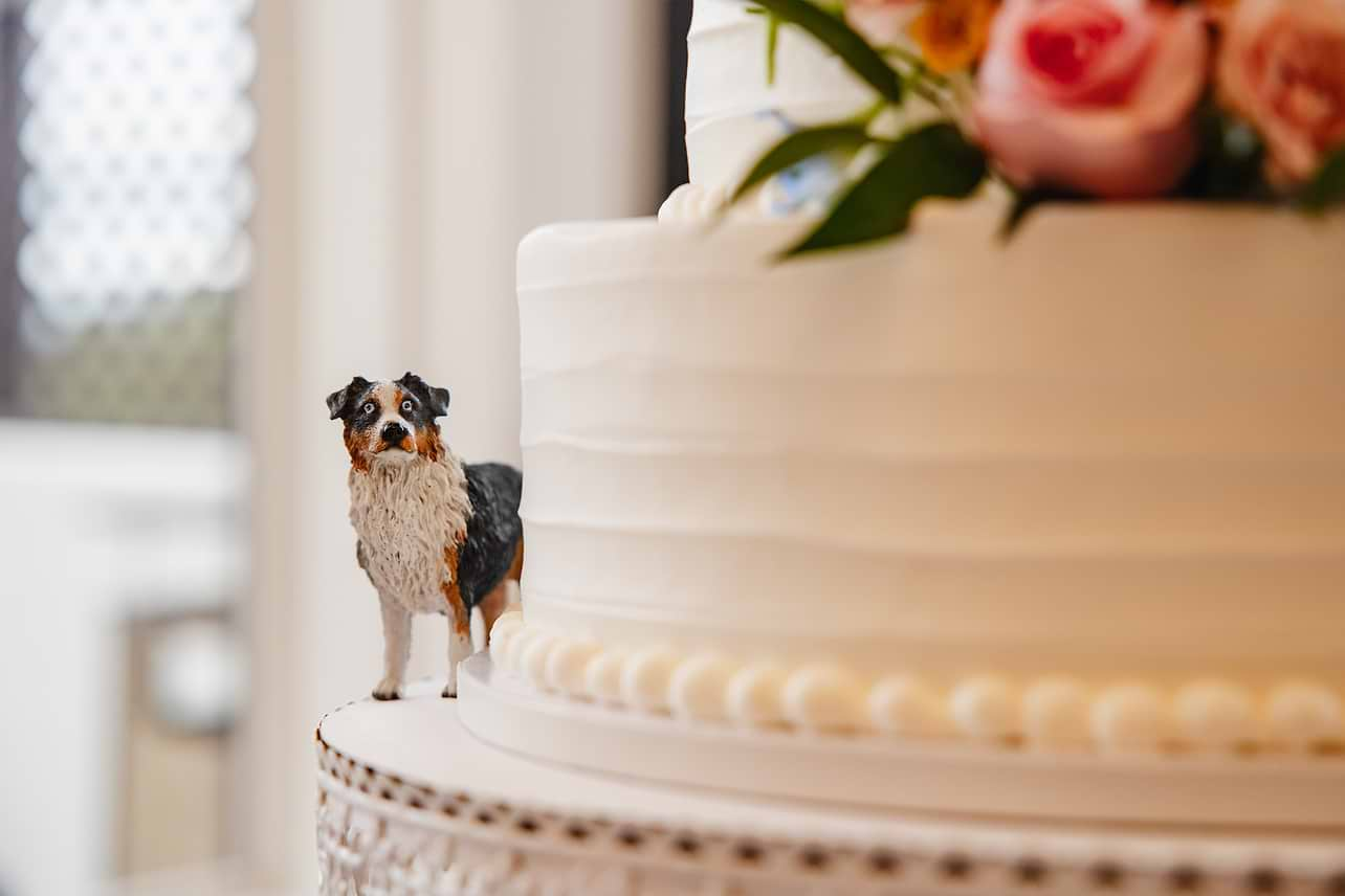 Cute dog cake topper accent at Carmel Fields by Wedgewood Weddings