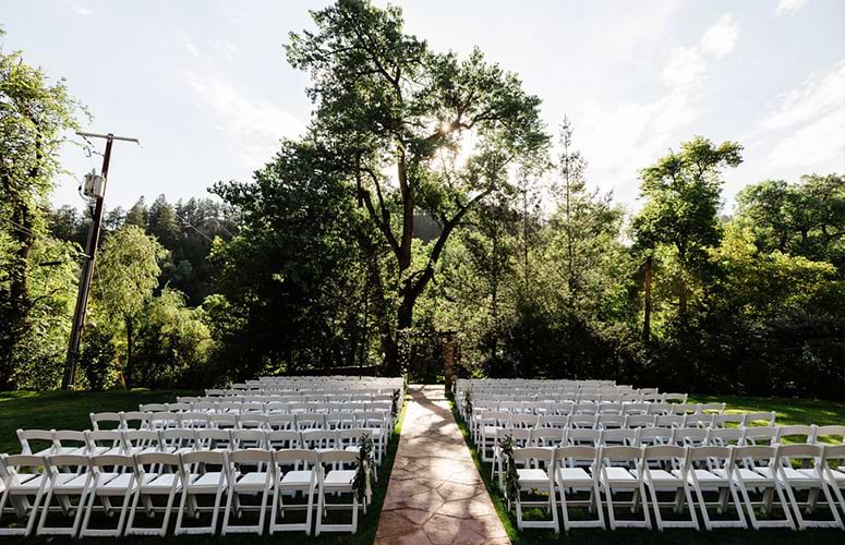 Large ceremony setup on ceremony lawn - Boulder Creek by Wedgewood Weddings