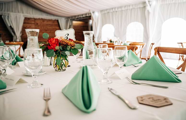 Tablescape setup with seafoam green accents - Boulder Creek by Wedgewood Weddings