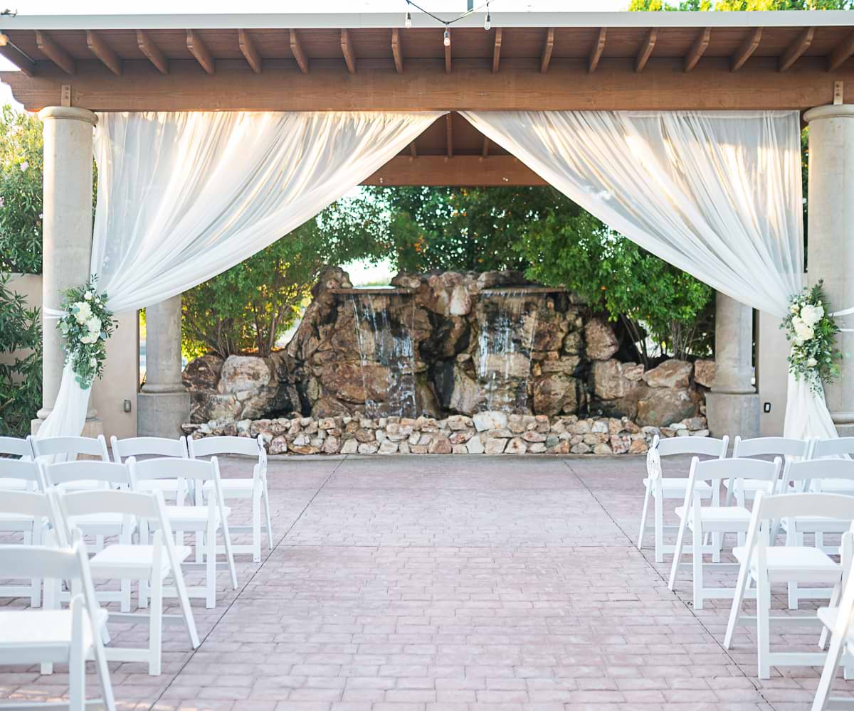 Ceremony arch with draping 2 - Colby Falls by Wedgewood Weddings