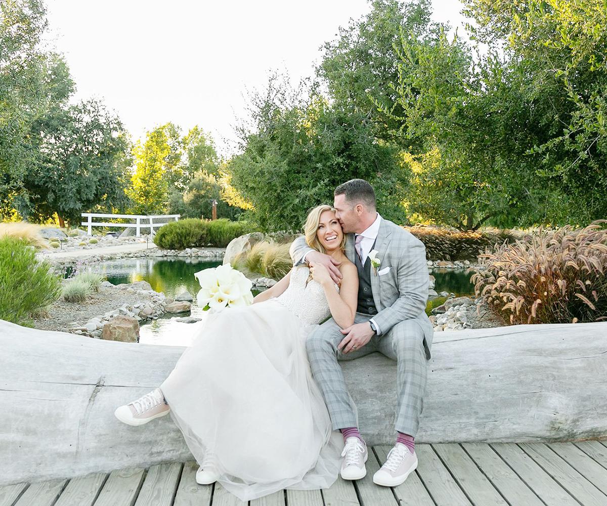 Couple by the pond at Galway Downs by Wedgewood Weddings