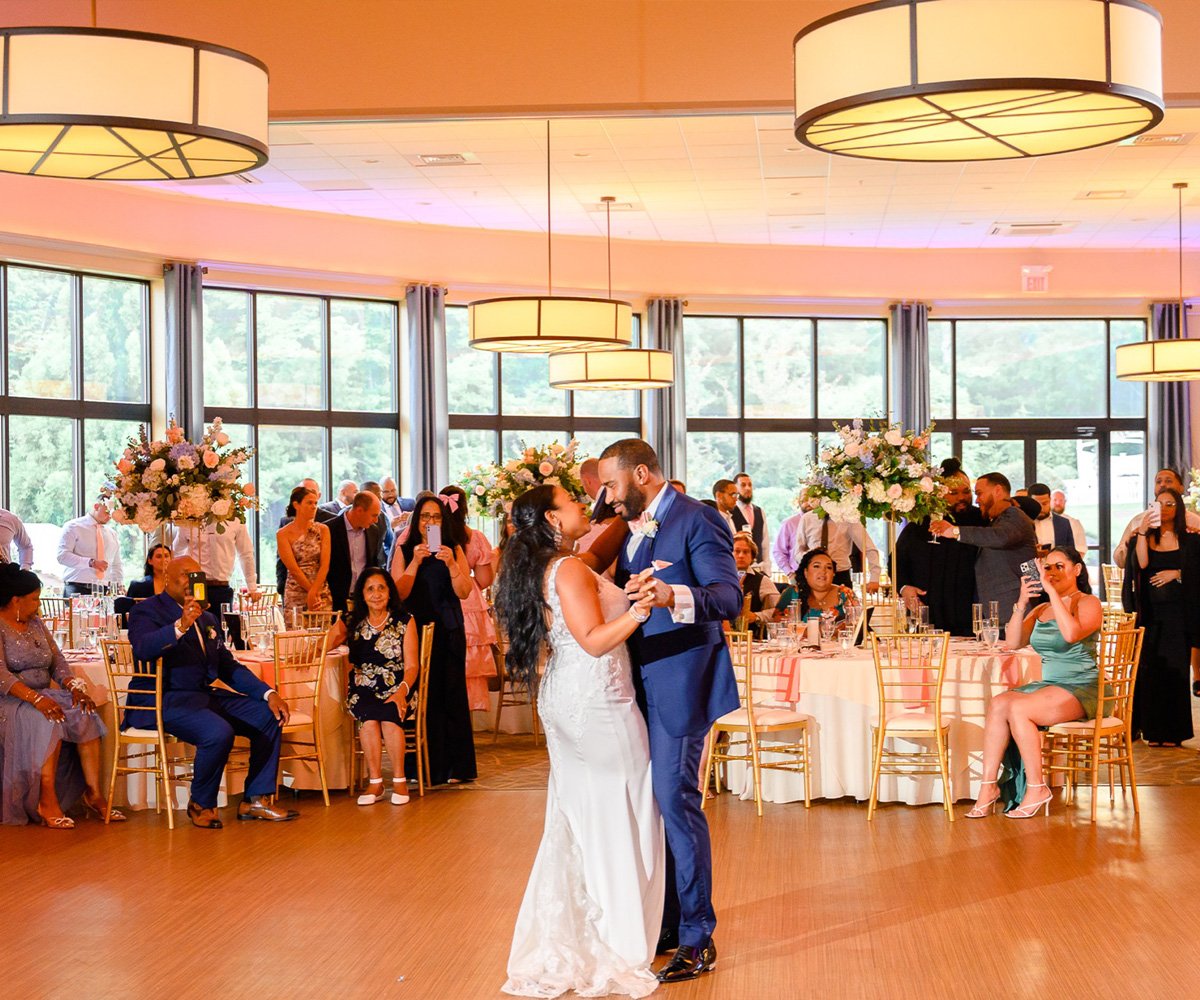 Couple during first dance in grand hall - Miraval Gardens by Wedgewood Weddings