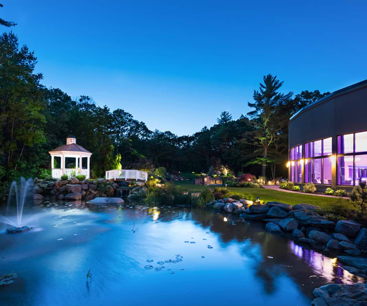 Pond at nighttime - Miraval Gardens by Wedgewood Weddings