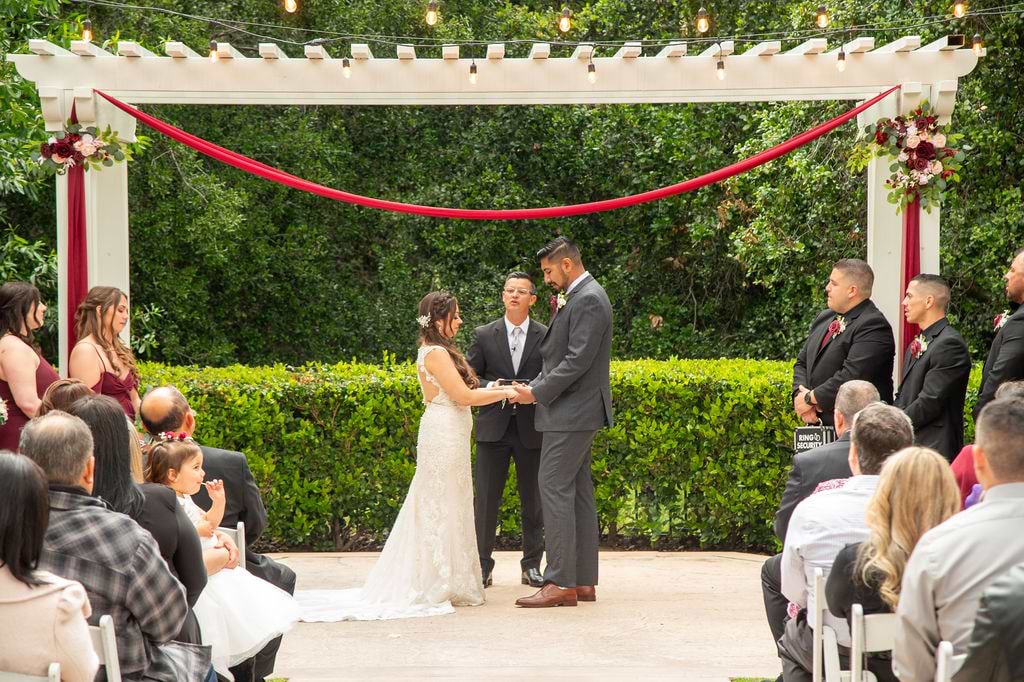 Angela and Cesar during their ceremony at Sierra La Verne