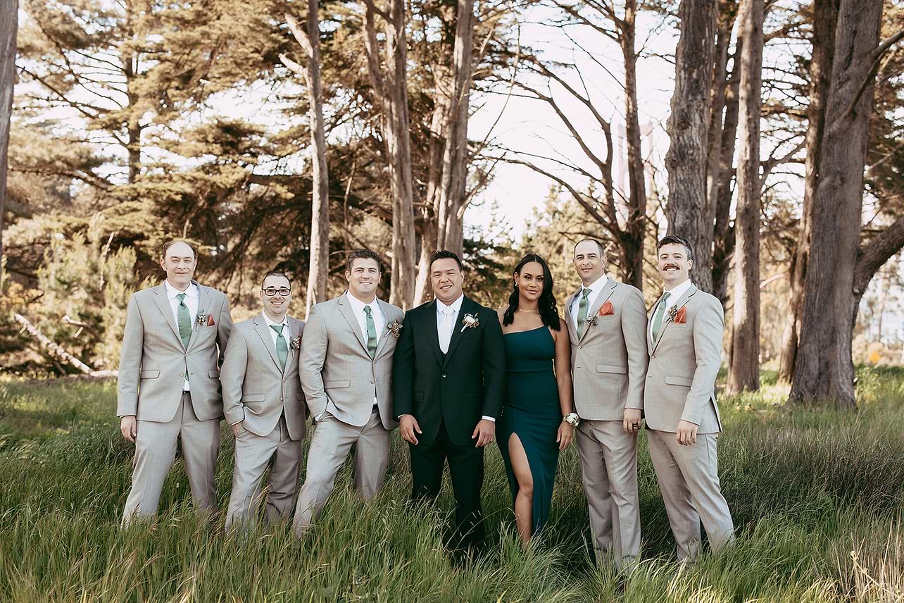 Alex and his wedding party in the Presidio Forest