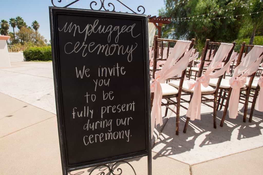 Unplugged Ceremony Sign at Menifee lakes by Wedgewood Weddings