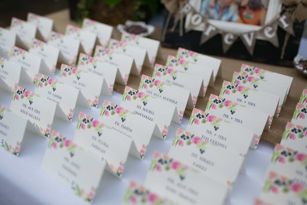 printed escort cards at Wedgewood Weddings