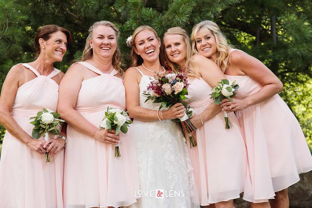 blush wedding party bridesmaids