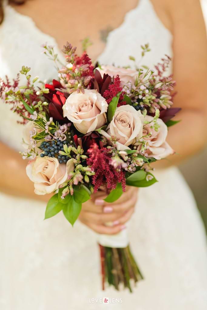 blush pink rose wedding bouquet 