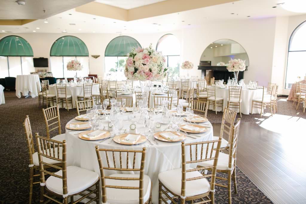 golden wedding chair decor pastel floral bouquet