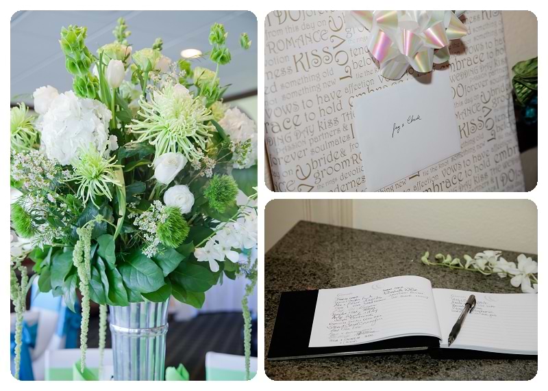 guest book and flowers