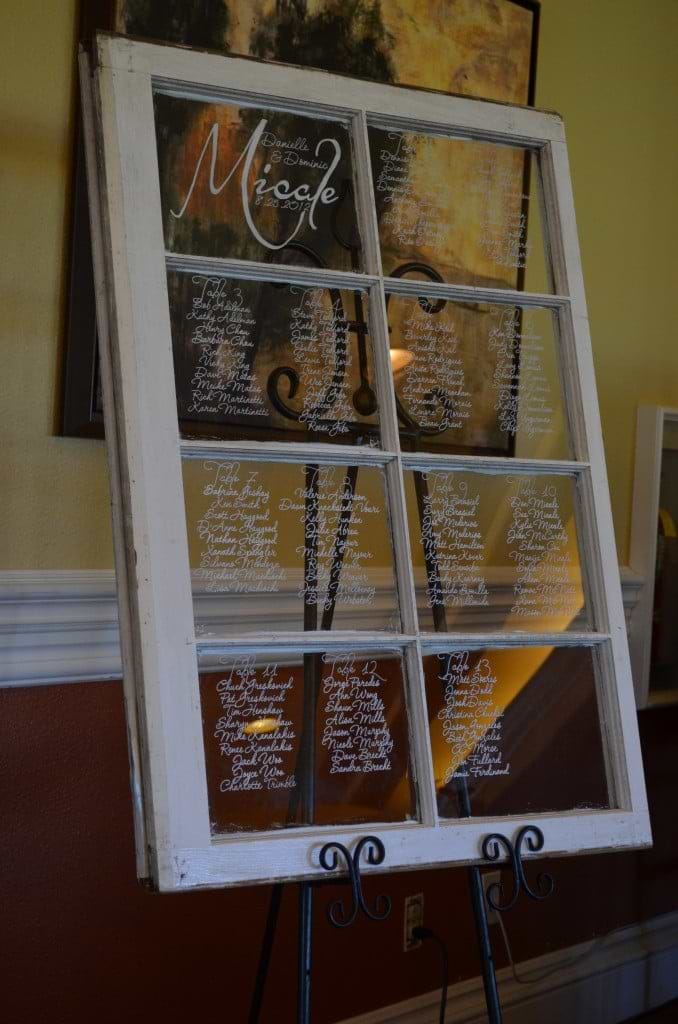 window pane seating chart at Wedgewood Weddings
