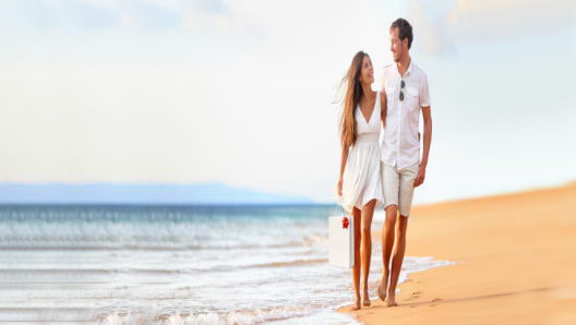 A romantic couple on a beach in Israel