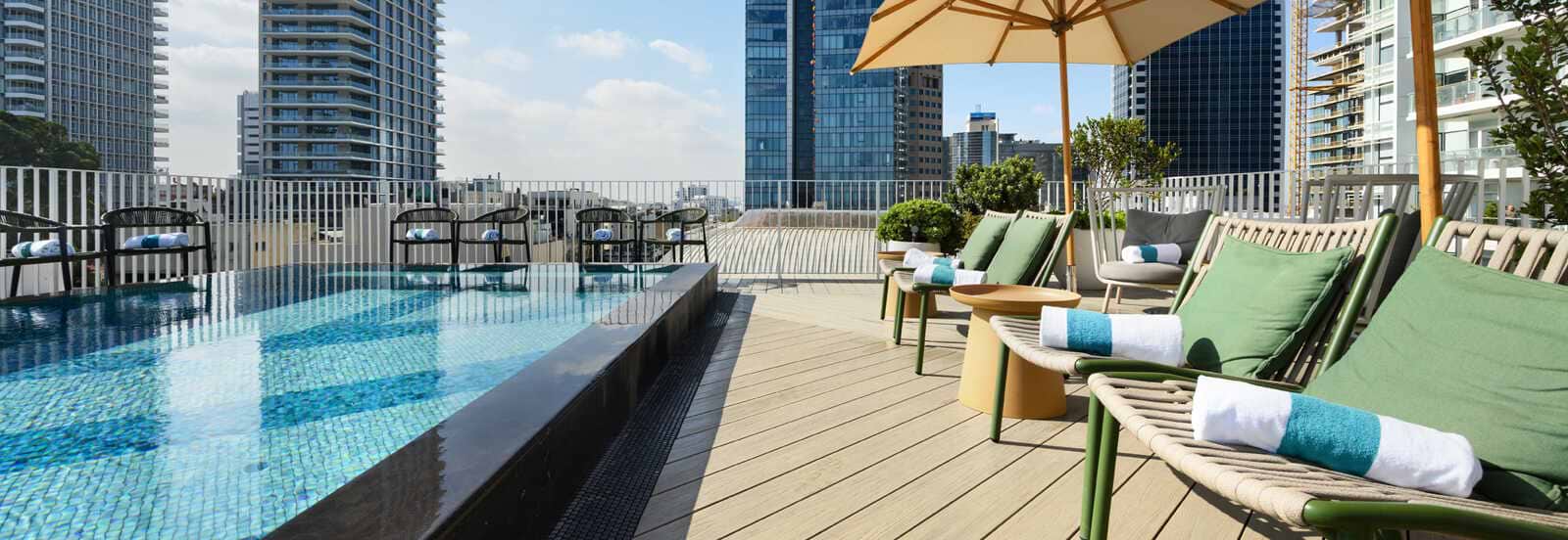 בריכה עם בר על הגג