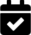 Vector a black and white icon of a calendar with a checkmark