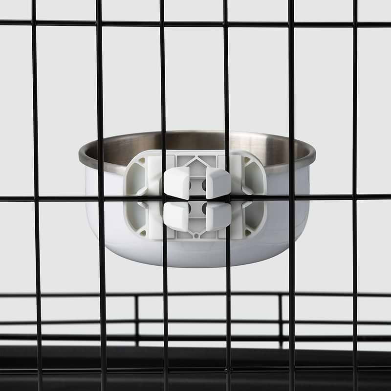 Clip on water bowl for dog crate top