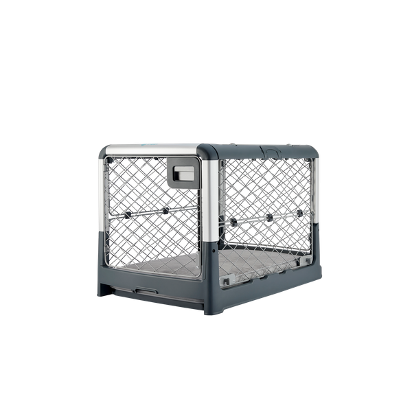  Transparent image of Grey Revol Dog Crate pictured diagonally from the front 