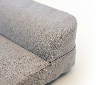  Close up of bolstered headrest on Bolstr dog bed with white background 