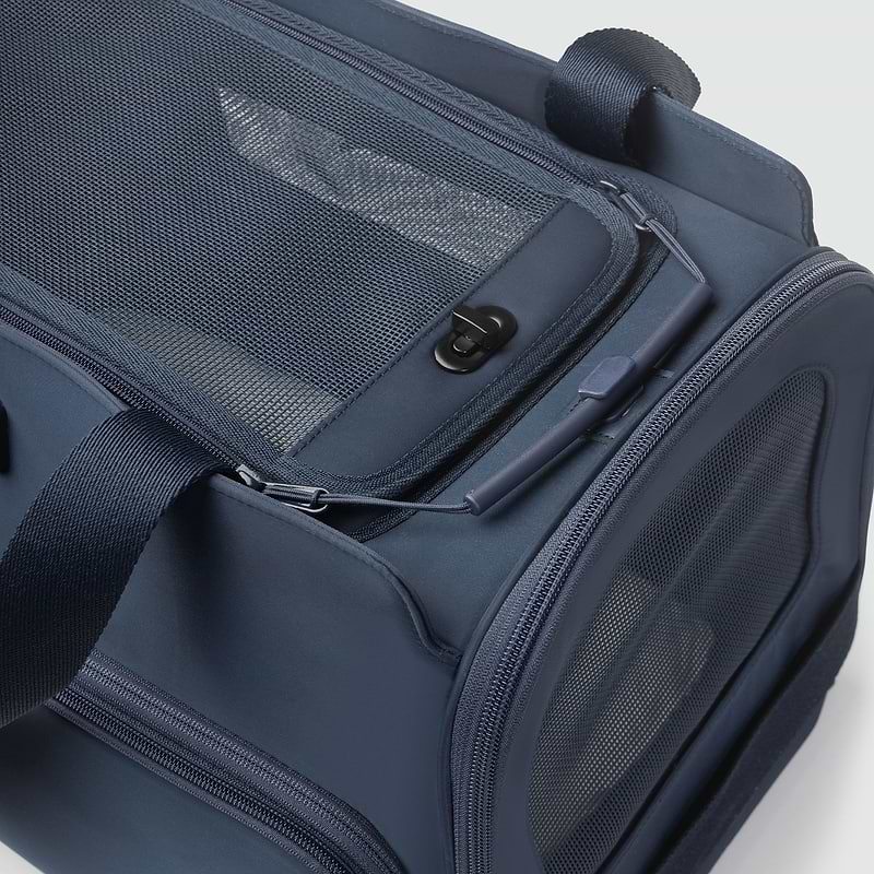 A close up of a blue Passenger with a handle