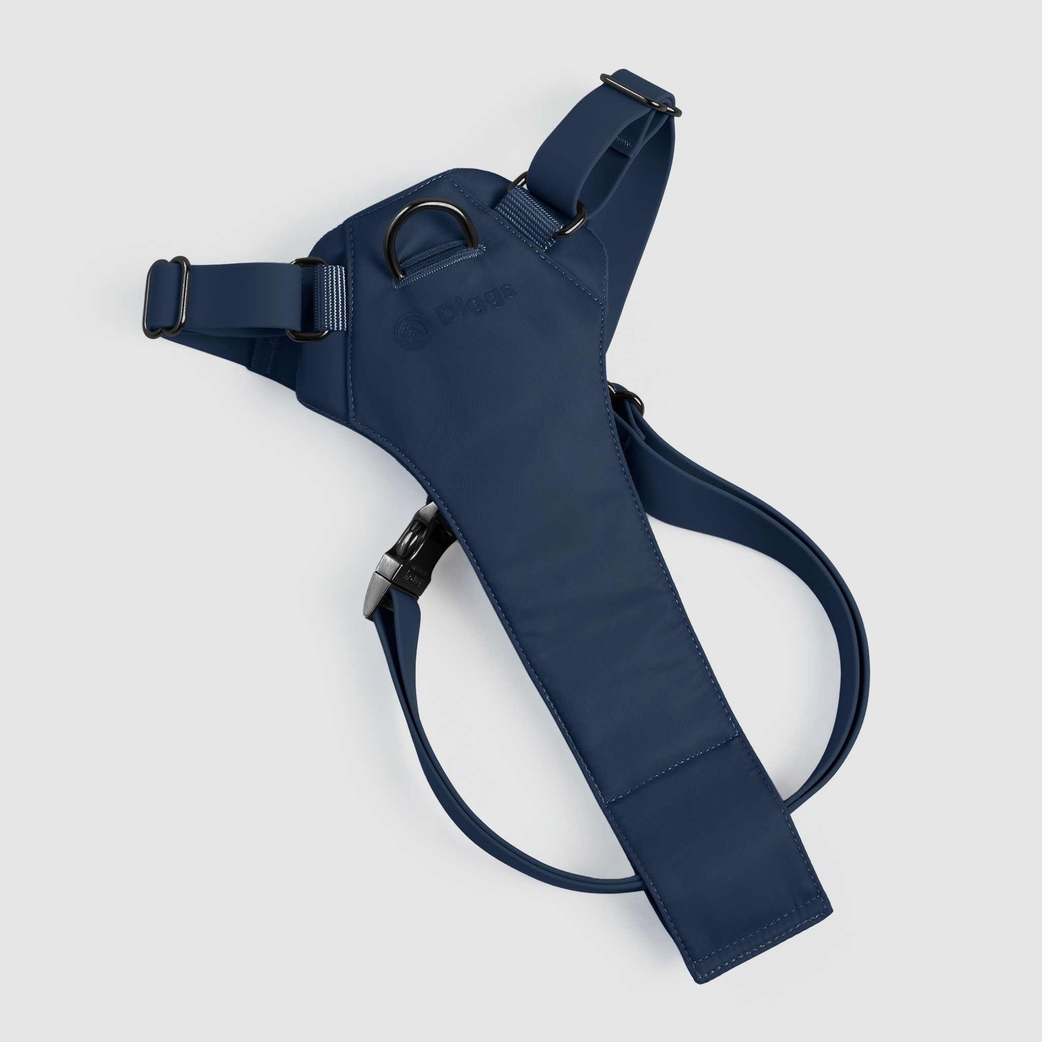A blue harness on white background