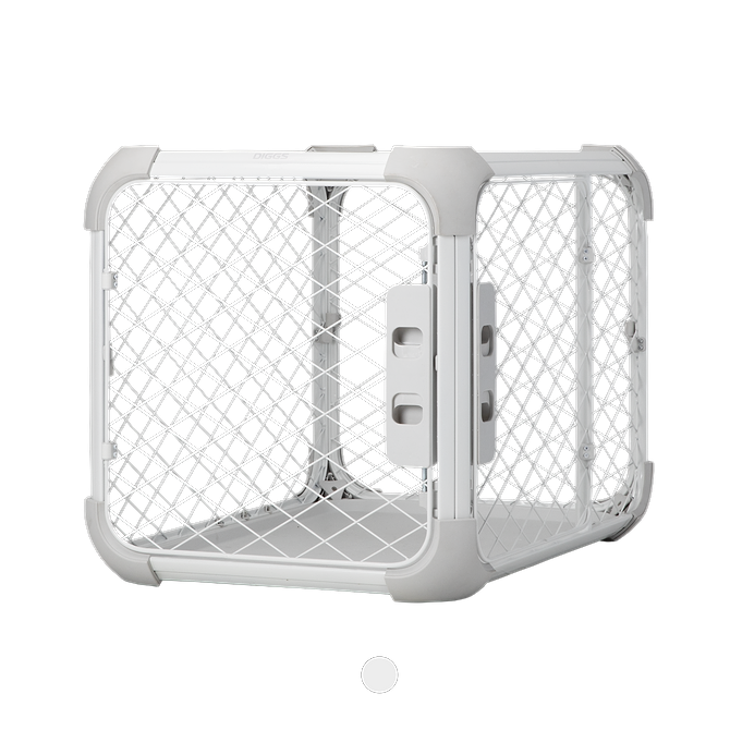 A white dog crate on a white background