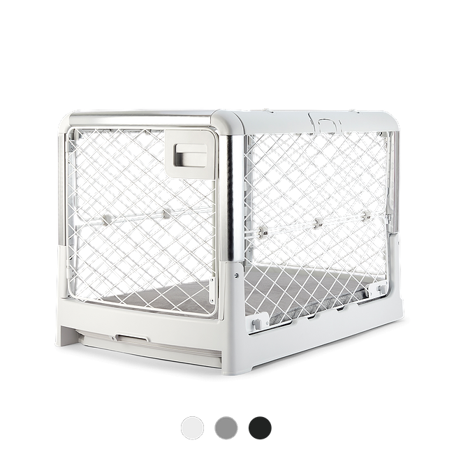  A white dog crate on a white background 