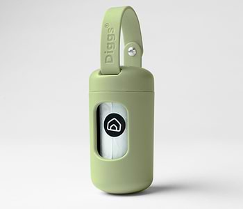  a sage poop bag dispenser standing on a white background 