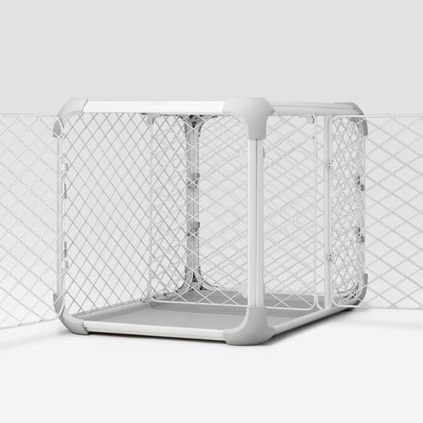  A white dog crate 