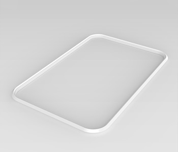  Overhead view of Evolv Dog Crate spare base/ceiling frame on white background 