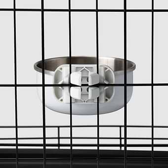 UCBA Wirecrate A Diggs bowl attached to a black standard crate
