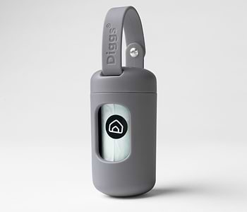  a slate poop bag dispenser standing on a white background 