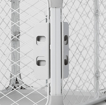 Evolv Small Closed 1 1 A close up of a white door with a metal handle