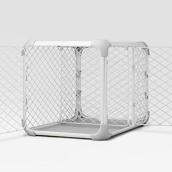 Evolv PuppyDivider 600px A white dog crate
