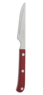  Cuchillo chuletero rojo filo serrado 115 mm