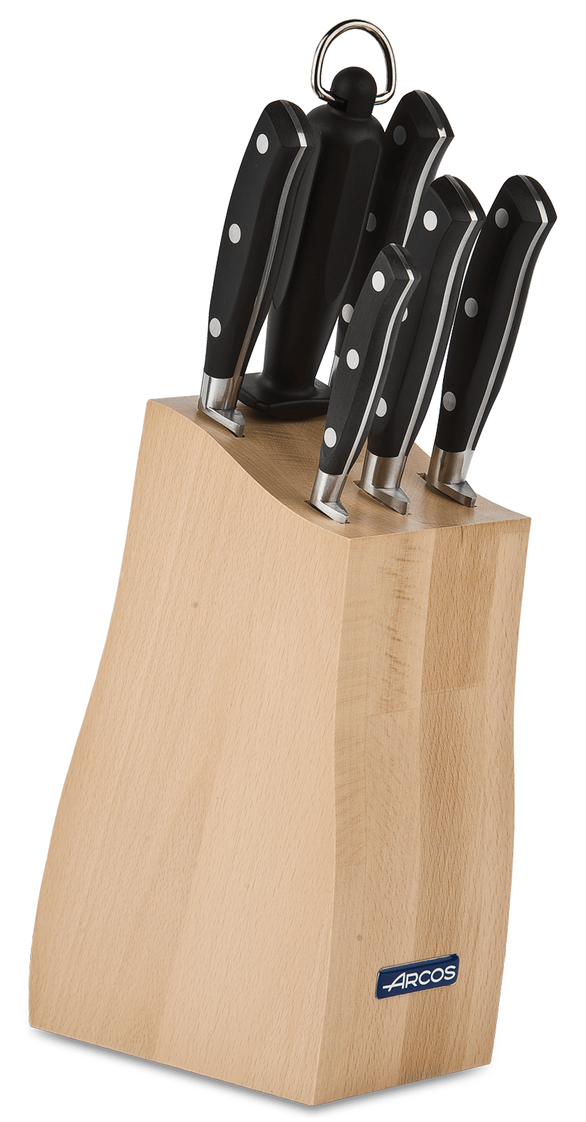 Juego de cuchillos blancos en taco en madera de haya (4c+tijeras) - Arcos  Riviera Blanc 234524
