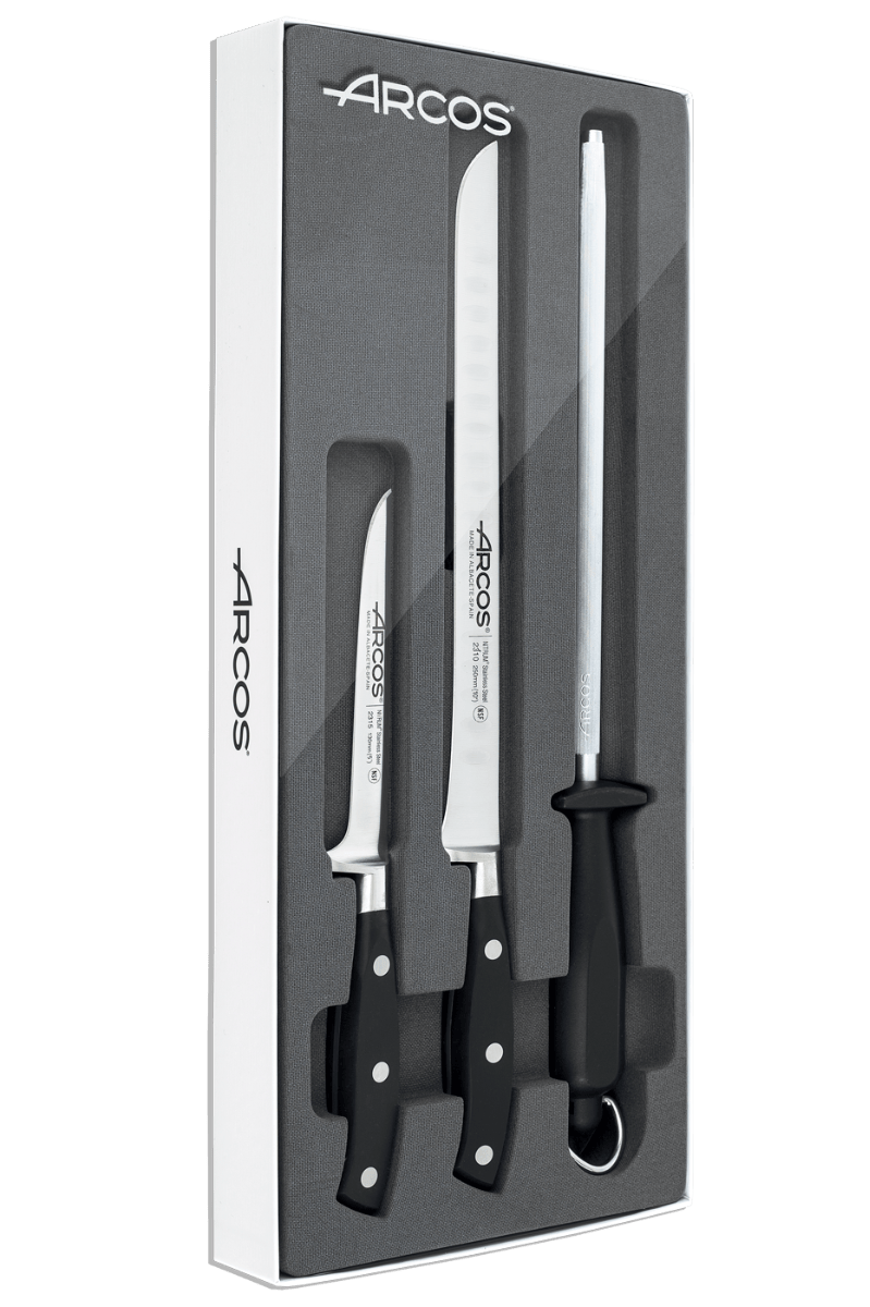 Set de cuchillos Jamoneros Arcos Niza 136700 de 2 piezas de acero  inoxidable Nitrum y mango de polipropileno en display
