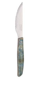 Cuchillo Chuletero Madera de Chopo Comprimida Tinte Azul 110 mm