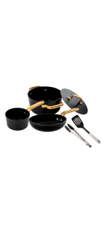 Set 3 piezas Serie Samoa Iconic Negra + espátula ranurada y pinzas