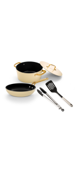 Set sartén y Cacerola Samoa Iconic Beige + Utensilios