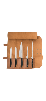 Leather knife bag, 5-pc Manhattan series set